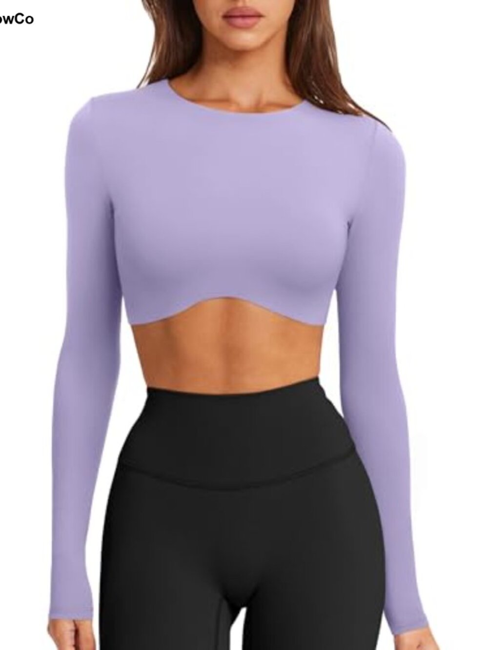 Double Lined Long Sleeve Crewneck Workout Crop Top